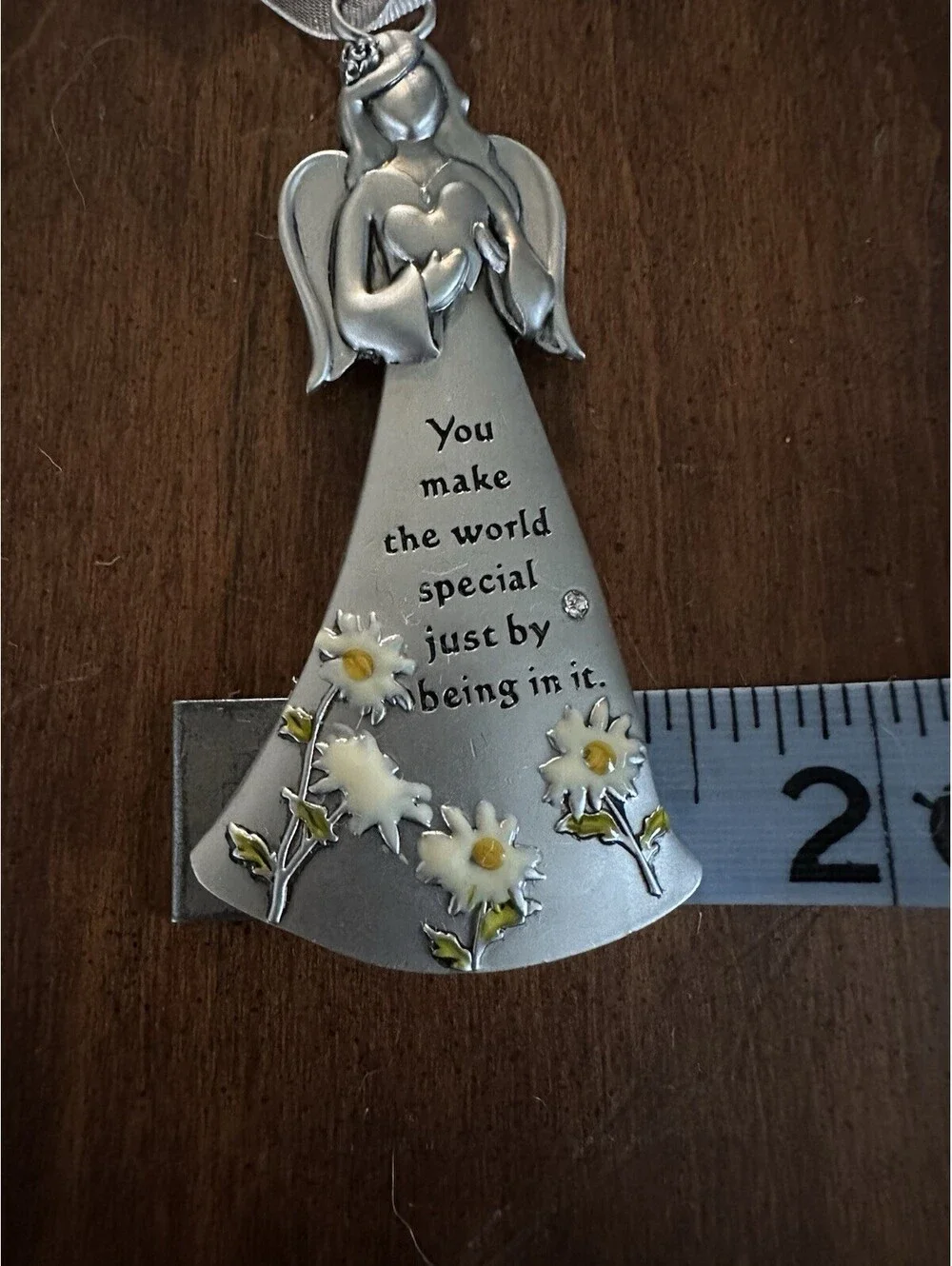 Angel Ornament You Make the World Special Daisy Flower Inspirational Gift
